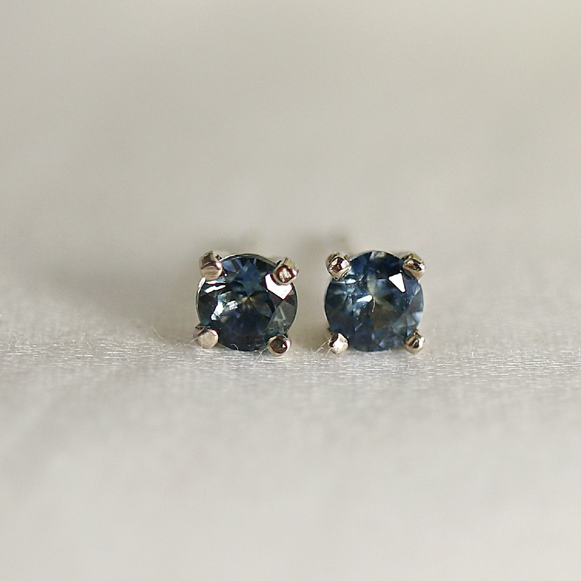 Blue Montana Sapphire Stud Earrings 14k Gold