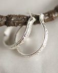 Small Sterling Silver Hoops Earrings, 3/4 Inch Patterned Silver Hoop Earrings