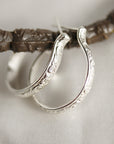 Small Sterling Silver Hoops Earrings, 3/4 Inch Patterned Silver Hoop Earrings - Melt'm Jewelry