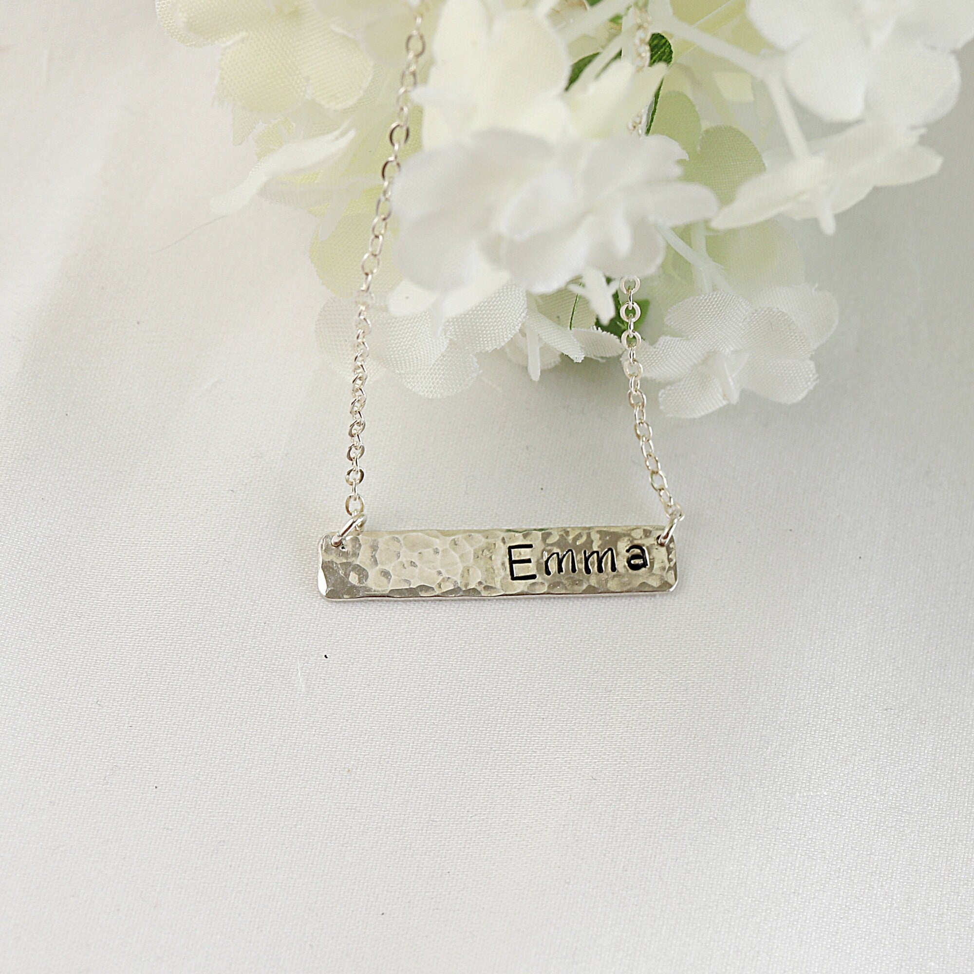 Personalized Gold or Sterling Silver Bar Necklace