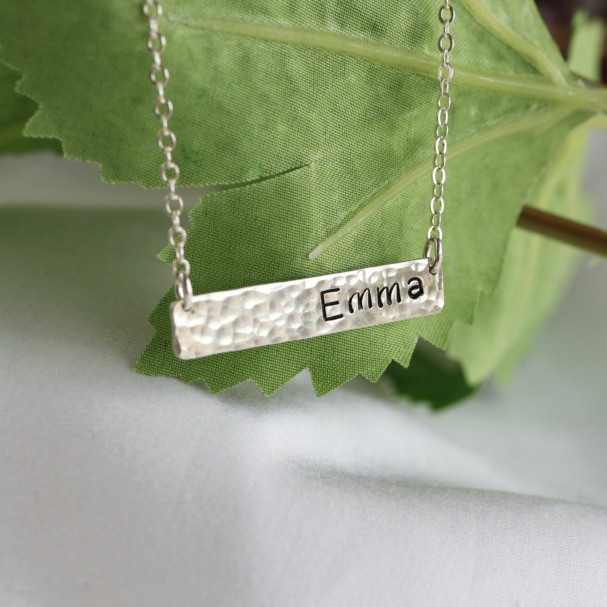 Personalized Gold or Sterling Silver Bar Necklace