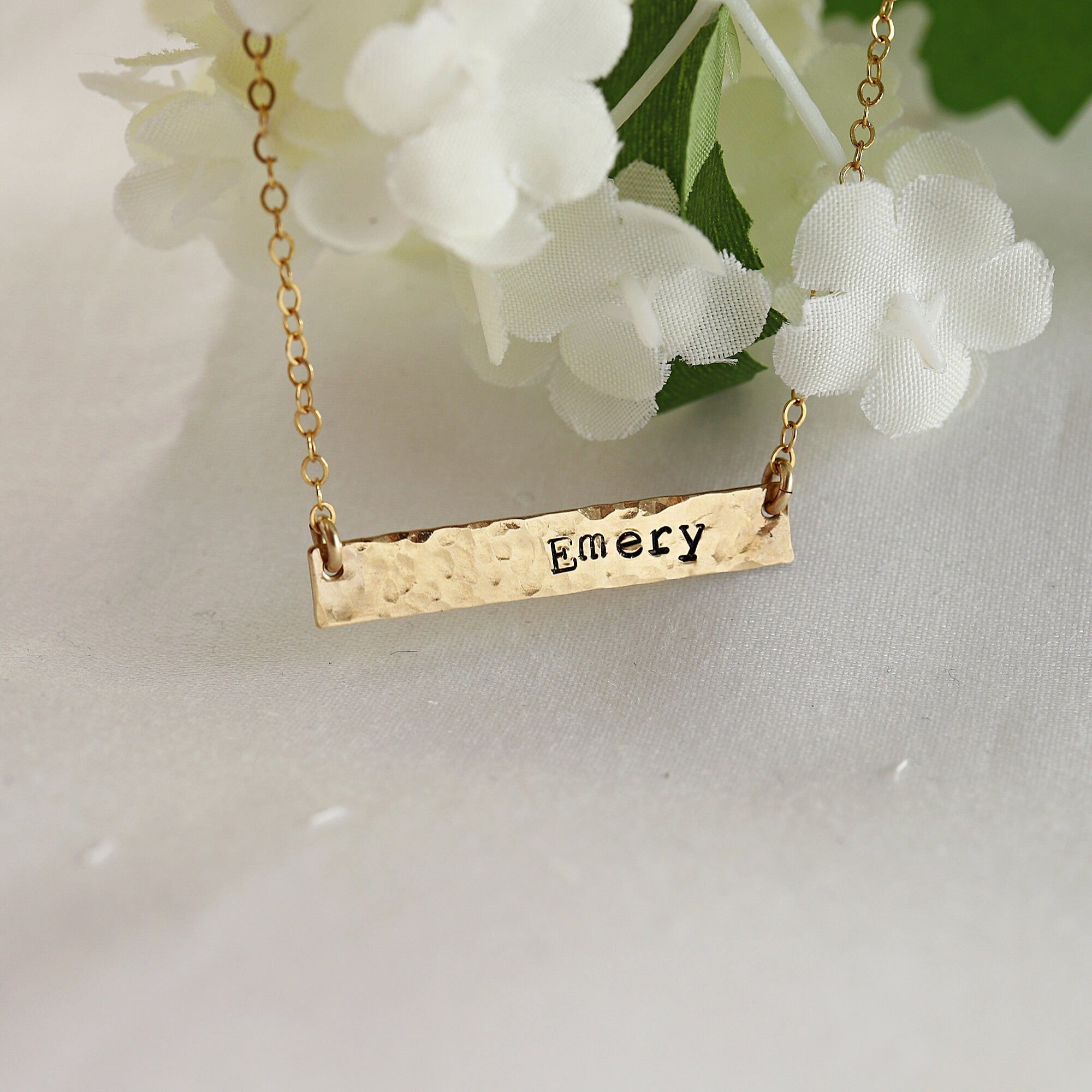 Personalized Gold or Sterling Silver Bar Necklace