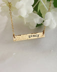 Personalized Gold or Sterling Silver Bar Necklace