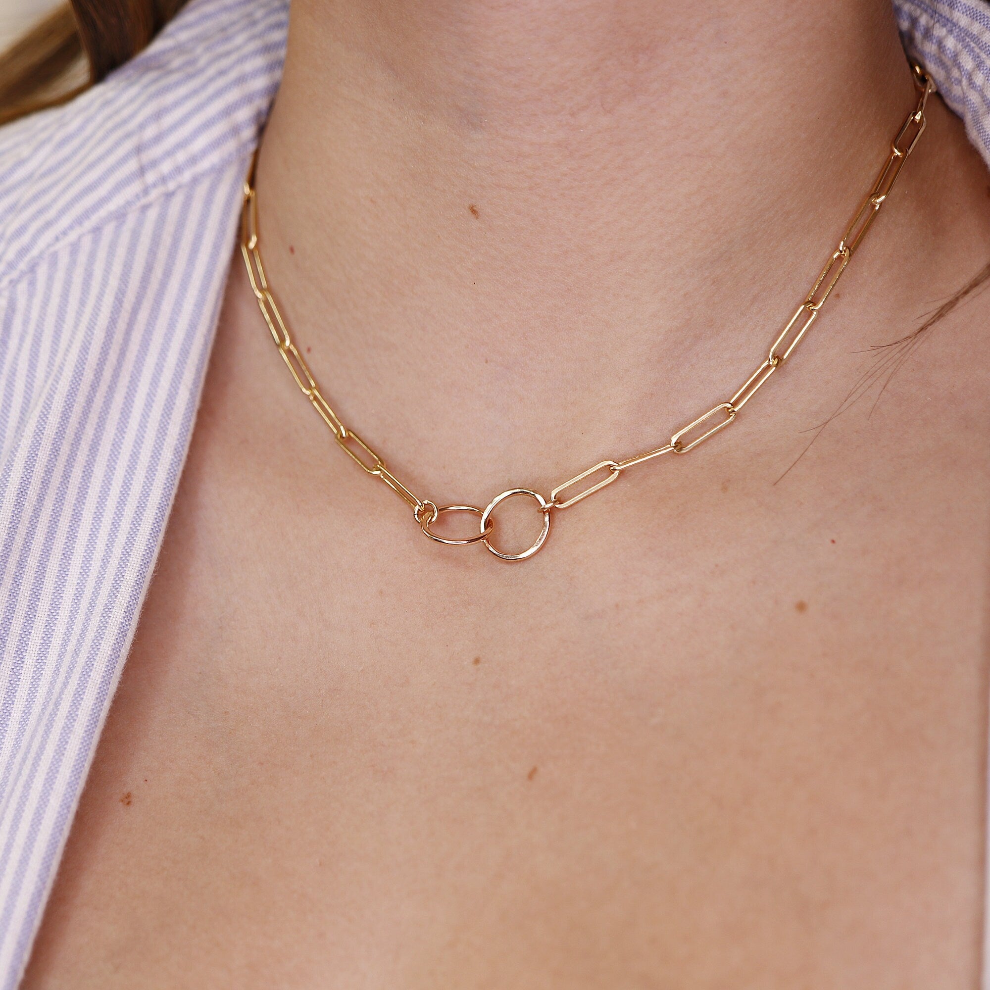 Interlocking Circle Necklace, Gold Eternity Circle Necklace