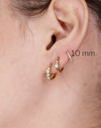 14k Solid Gold Diamond Huggie Hoops (SINGLE or PAIR) - Melt'm Jewelry
