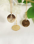 Dainty Personalized Gold Disc Necklace (Cactus, Bee, ASL Sign)