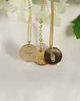 Dainty Personalized Gold Disc Necklace (Cactus, Bee, ASL Sign)