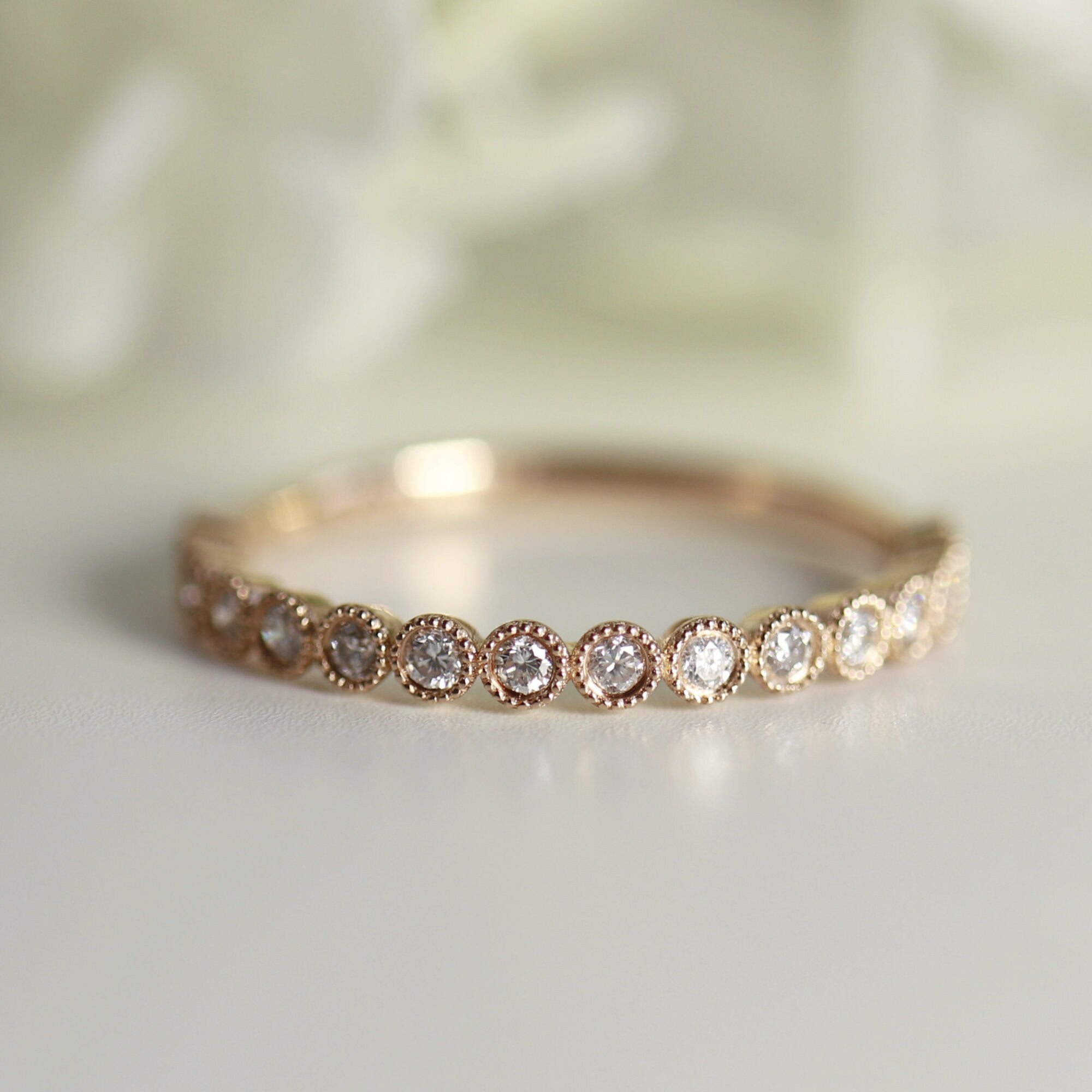 Half Eternity Bezel Set Diamond Wedding Band