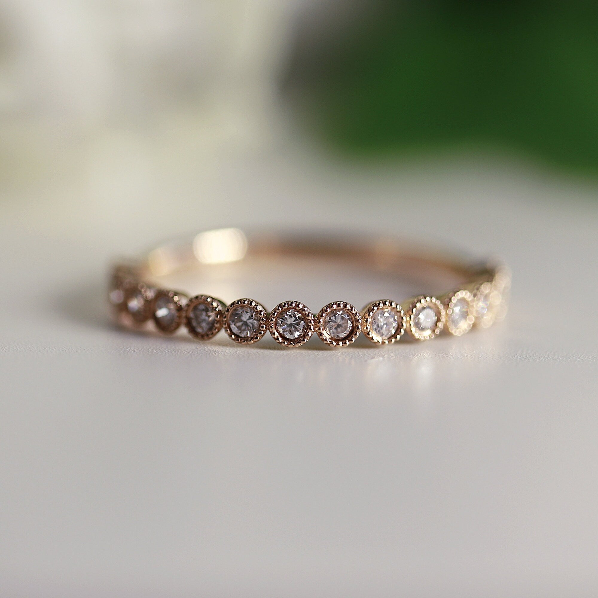 Half Eternity Bezel Set Diamond Wedding Band