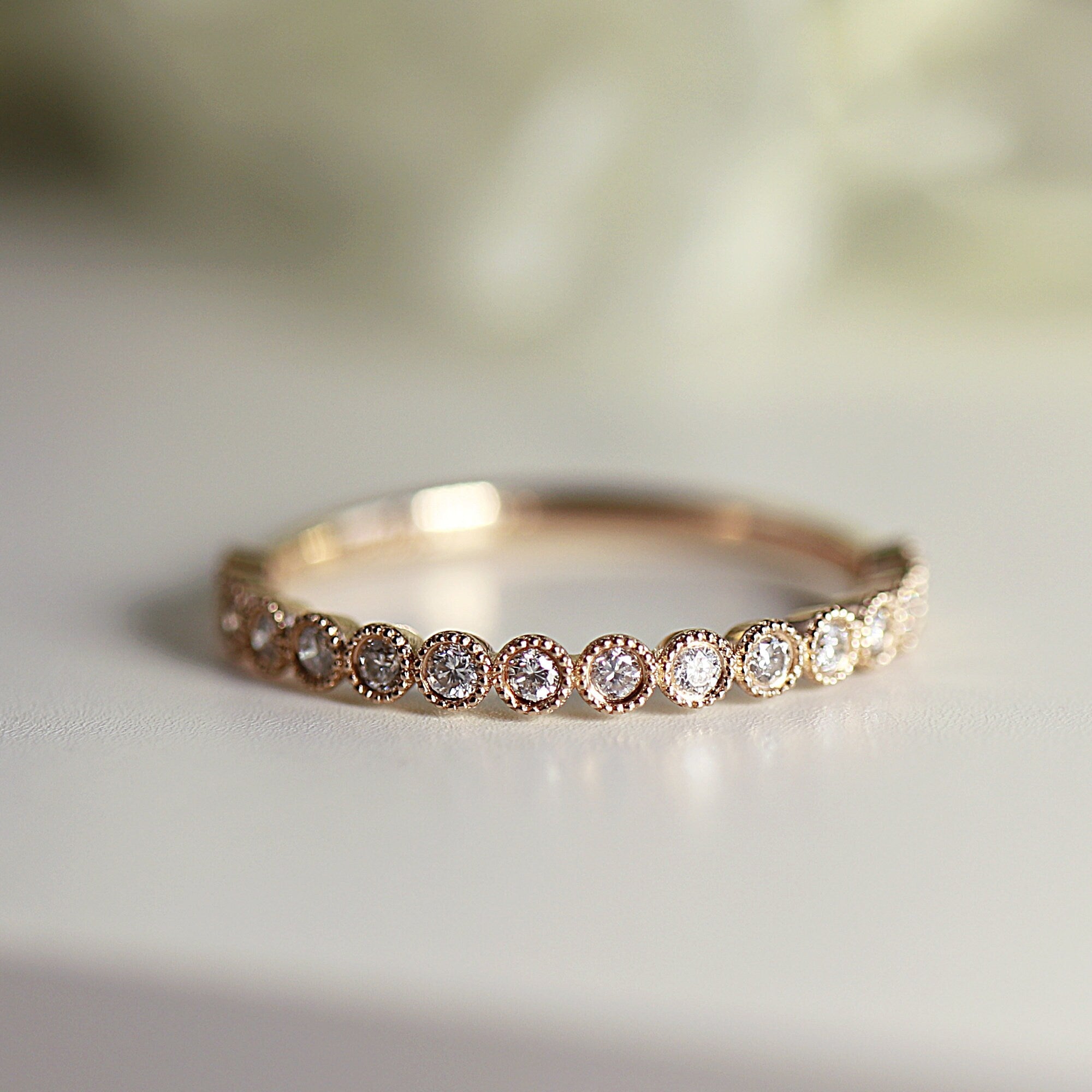 Half Eternity Bezel Set Diamond Wedding Band