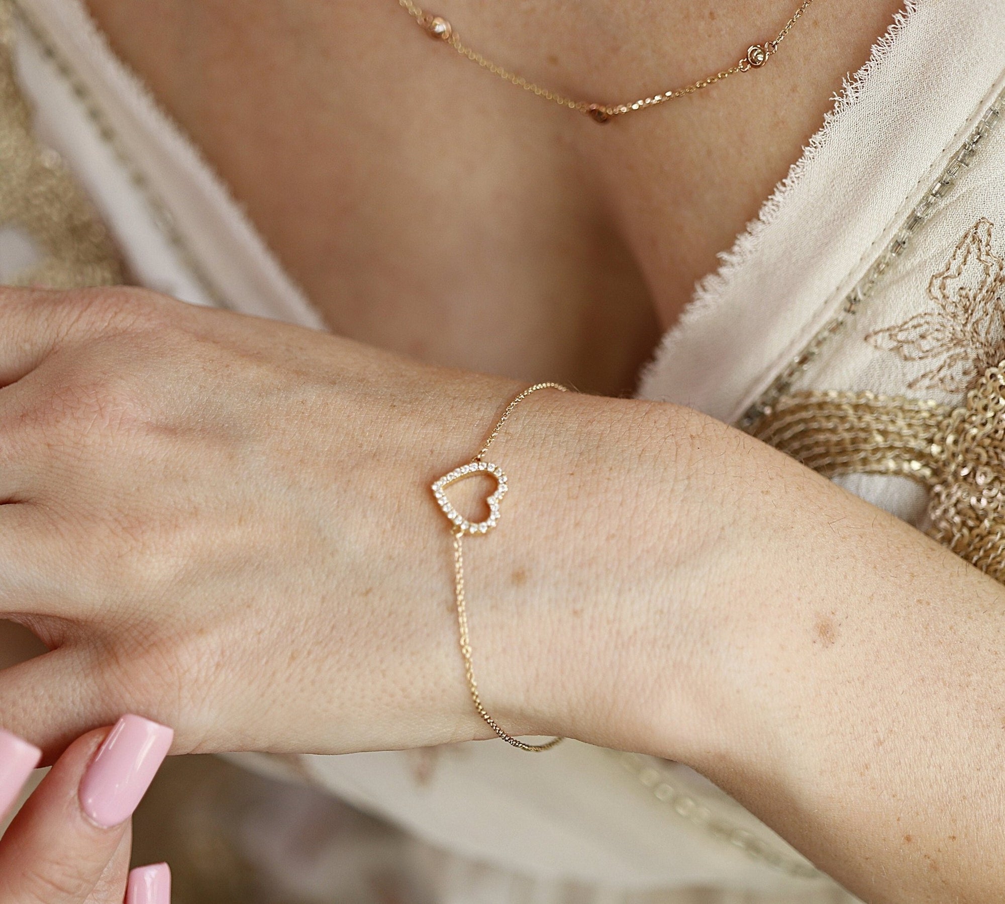 Diamond Heart Bracelet in 14k Gold - Melt'm Jewelry