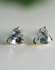 Heart Aquamarine Earrings 14k Solid Gold