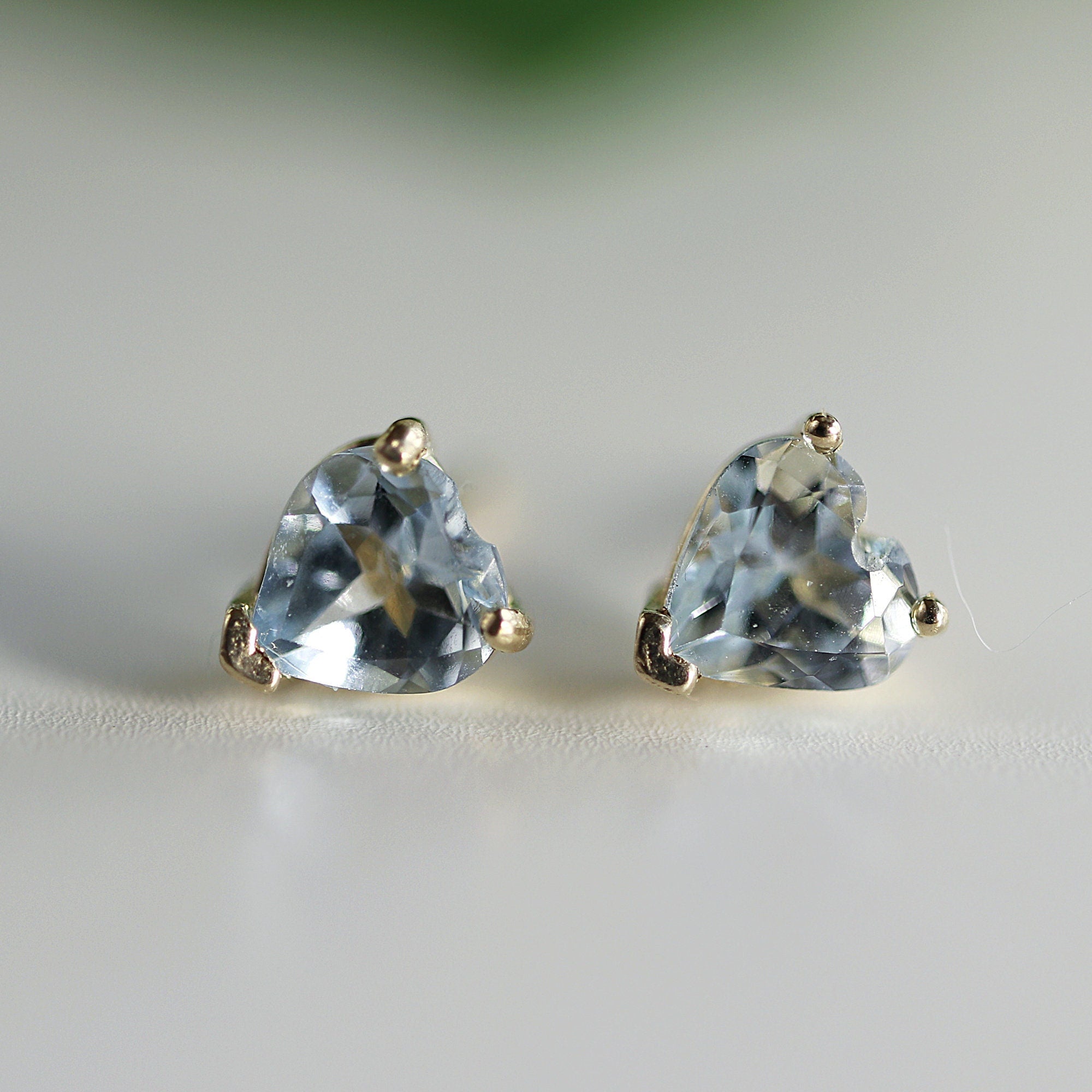 Heart Aquamarine Earrings 14k Solid Gold - Melt'm Jewelry