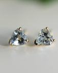 Heart Aquamarine Earrings 14k Solid Gold