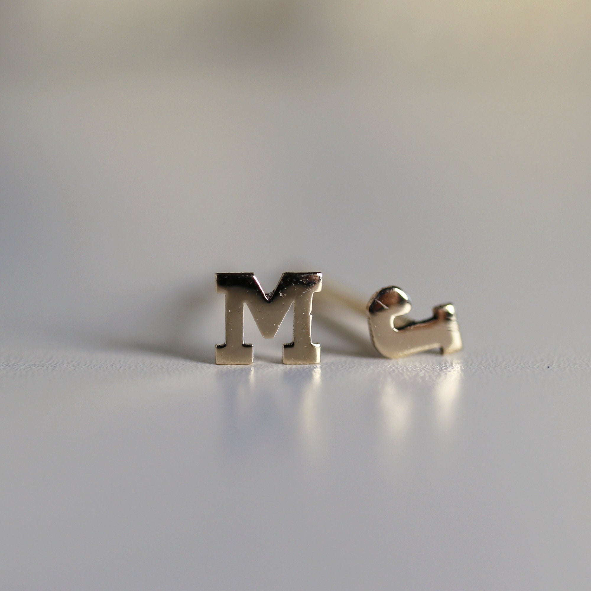 Tiny Initial Stud Earrings 14k Gold, Monogram Earrings