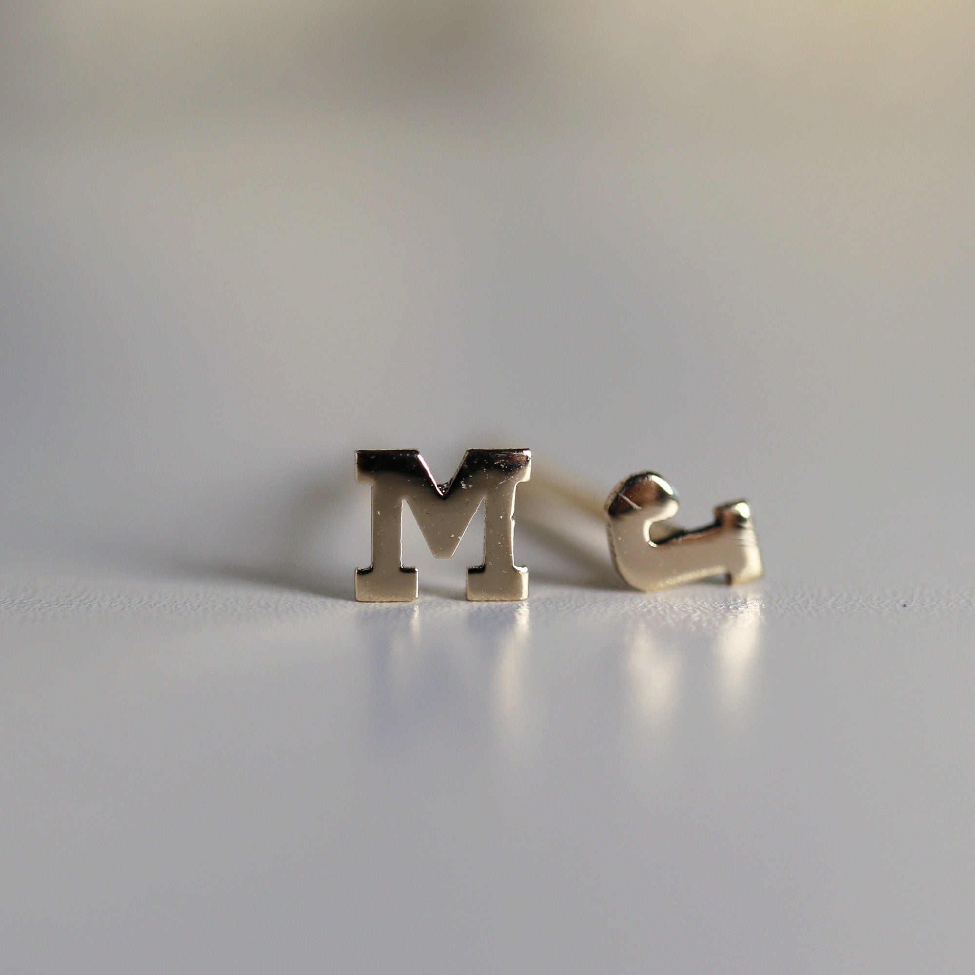 Tiny Initial Stud Earrings 14k Gold, Monogram Earrings - Melt'm Jewelry