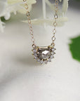 Salt and Pepper Half Moon Diamond Necklace in 14k Solid Yellow Gold