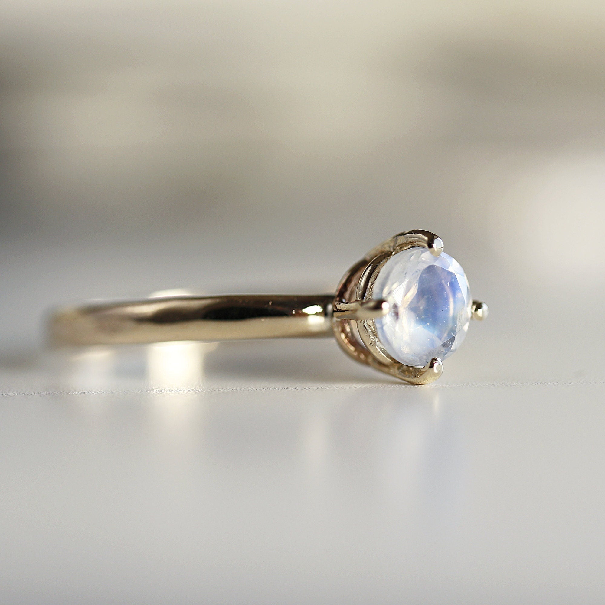 Rainbow Moonstone 14k Gold Ring