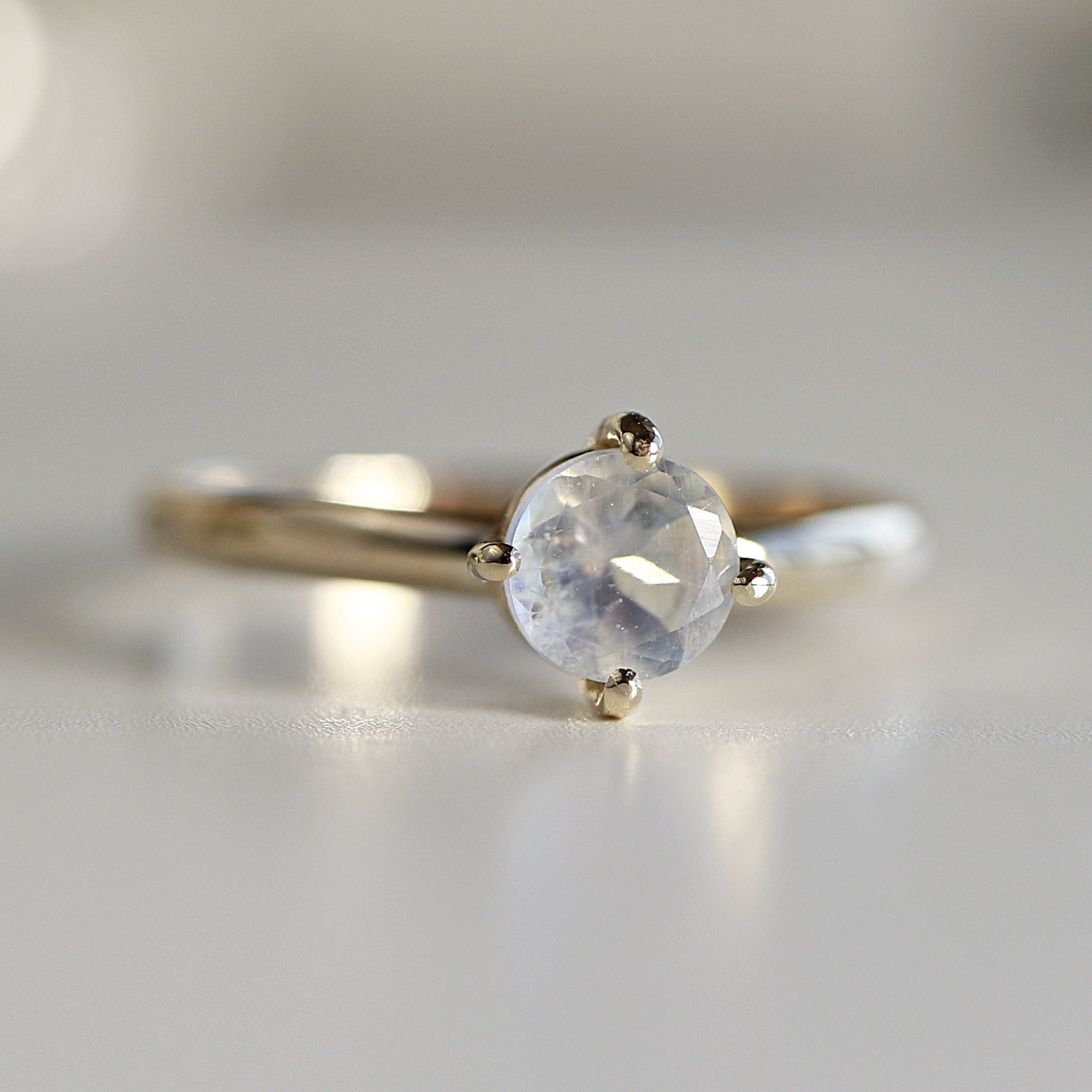 Rainbow Moonstone 14k Gold Ring - Melt'm Jewelry