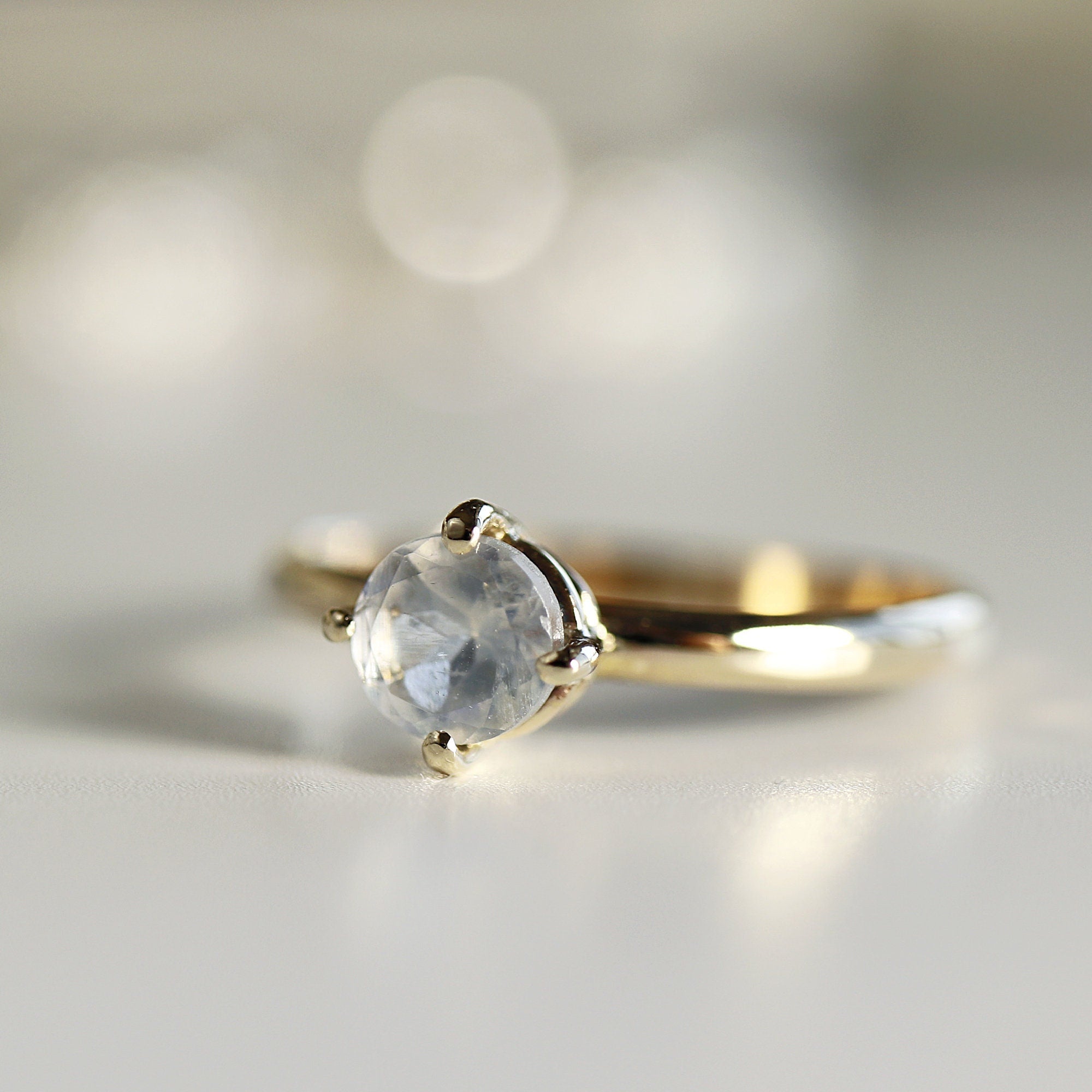 Rainbow Moonstone 14k Gold Ring