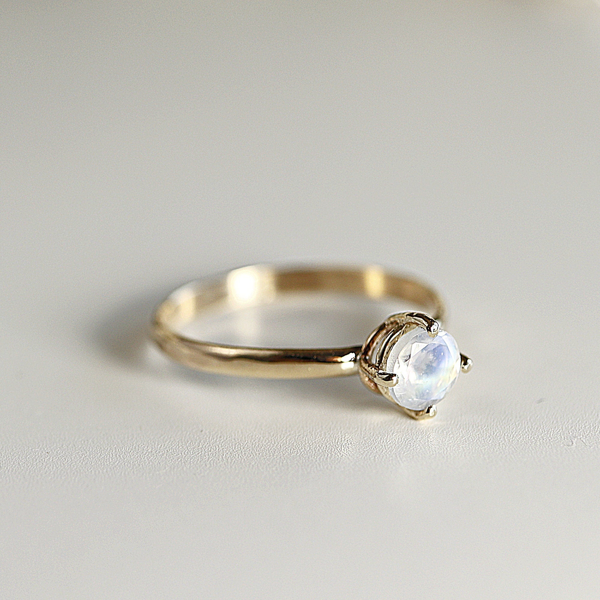 Rainbow Moonstone 14k Gold Ring