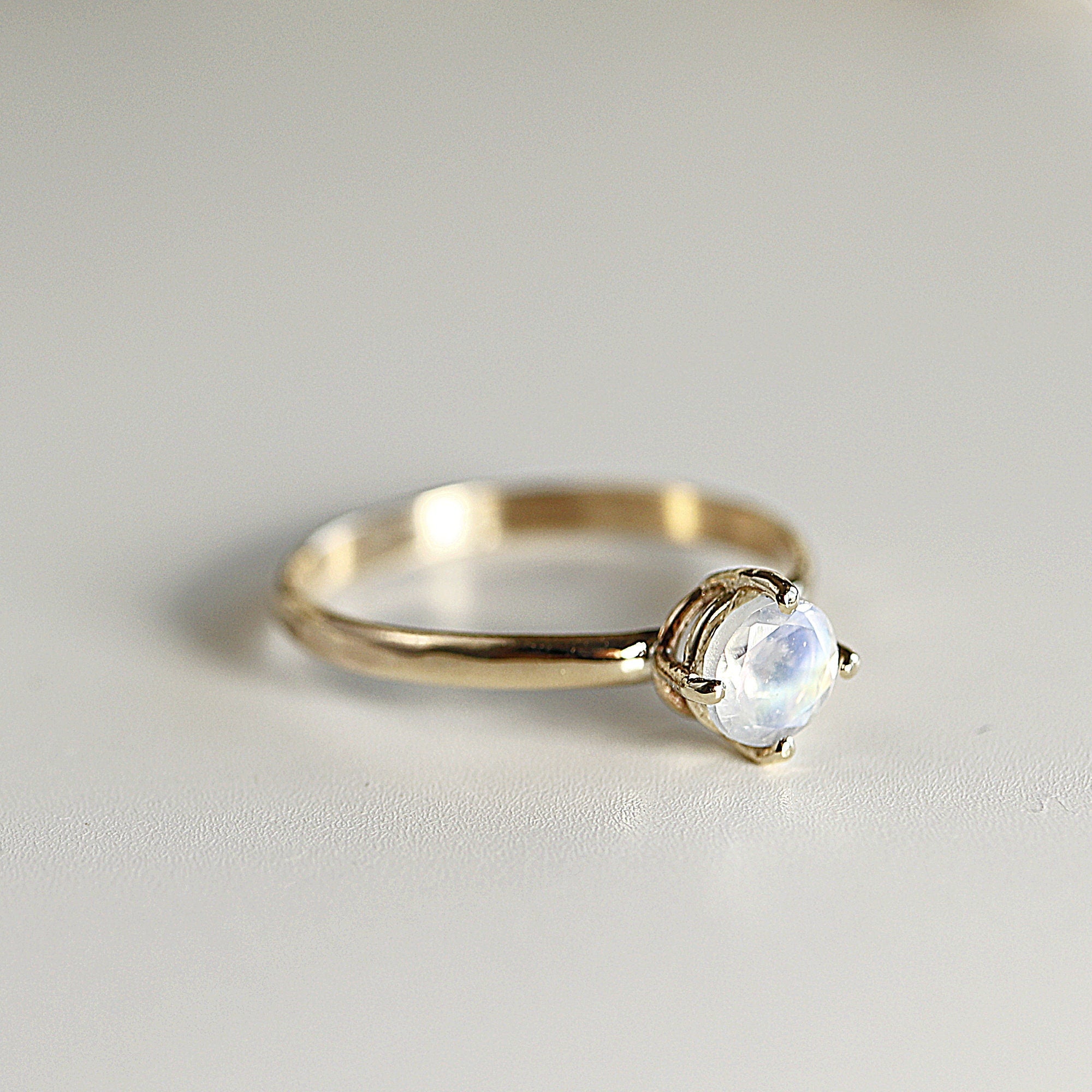 Rainbow Moonstone 14k Gold Ring - Melt'm Jewelry