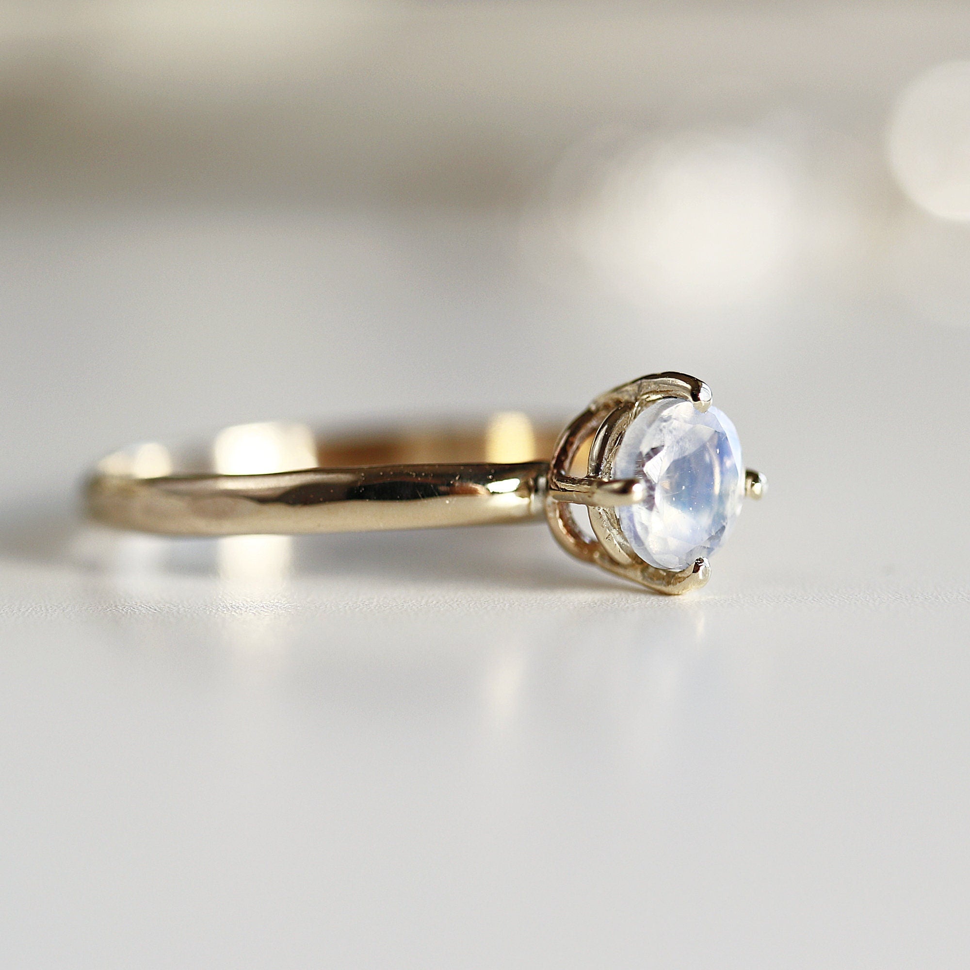 Rainbow Moonstone 14k Gold Ring