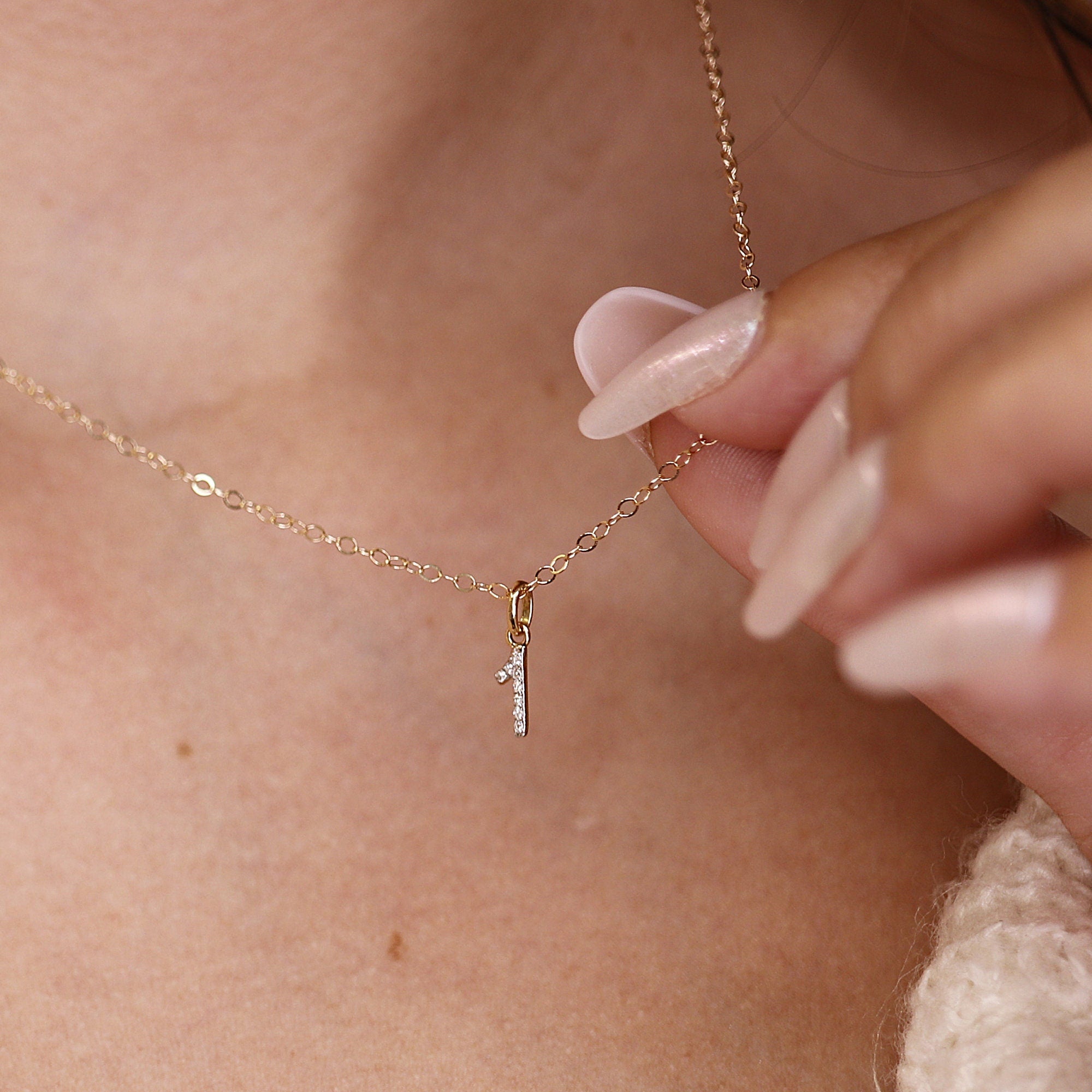 Genuine Diamond Initial Necklace 14k Gold - Melt'm Jewelry