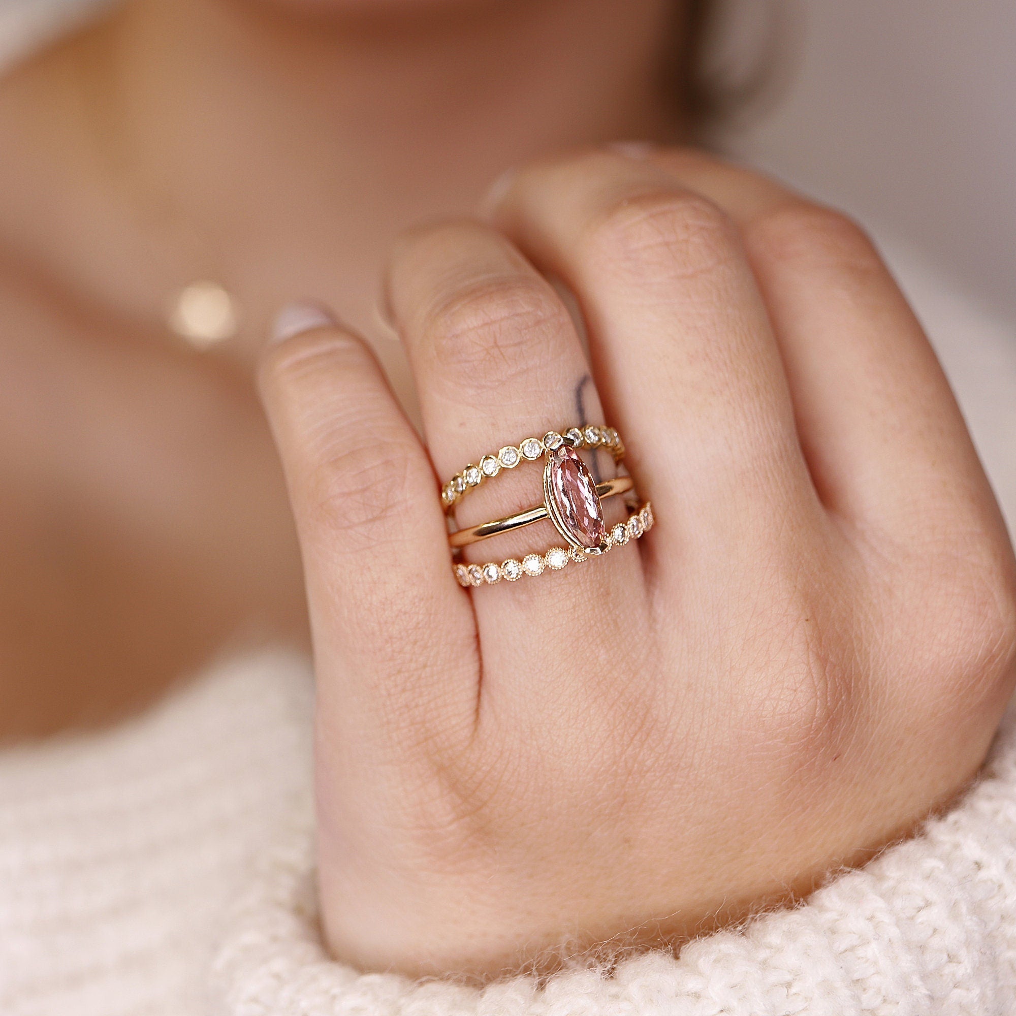 Eternity Ring 14k Yellow Gold, Half Eternity Band