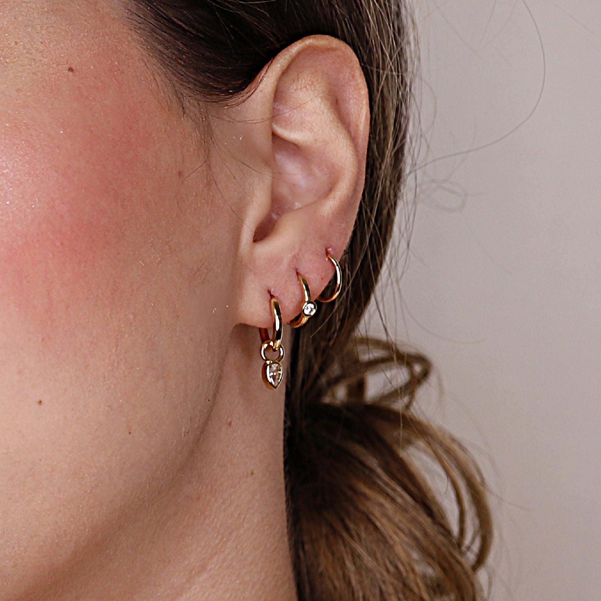 Pear Diamond Dangle Hoops Huggies - Melt'm Jewelry