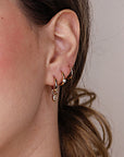 Pear Diamond Dangle Hoops Huggies