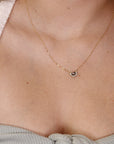 Salt and Pepper Half Moon Diamond Necklace in 14k Solid Yellow Gold