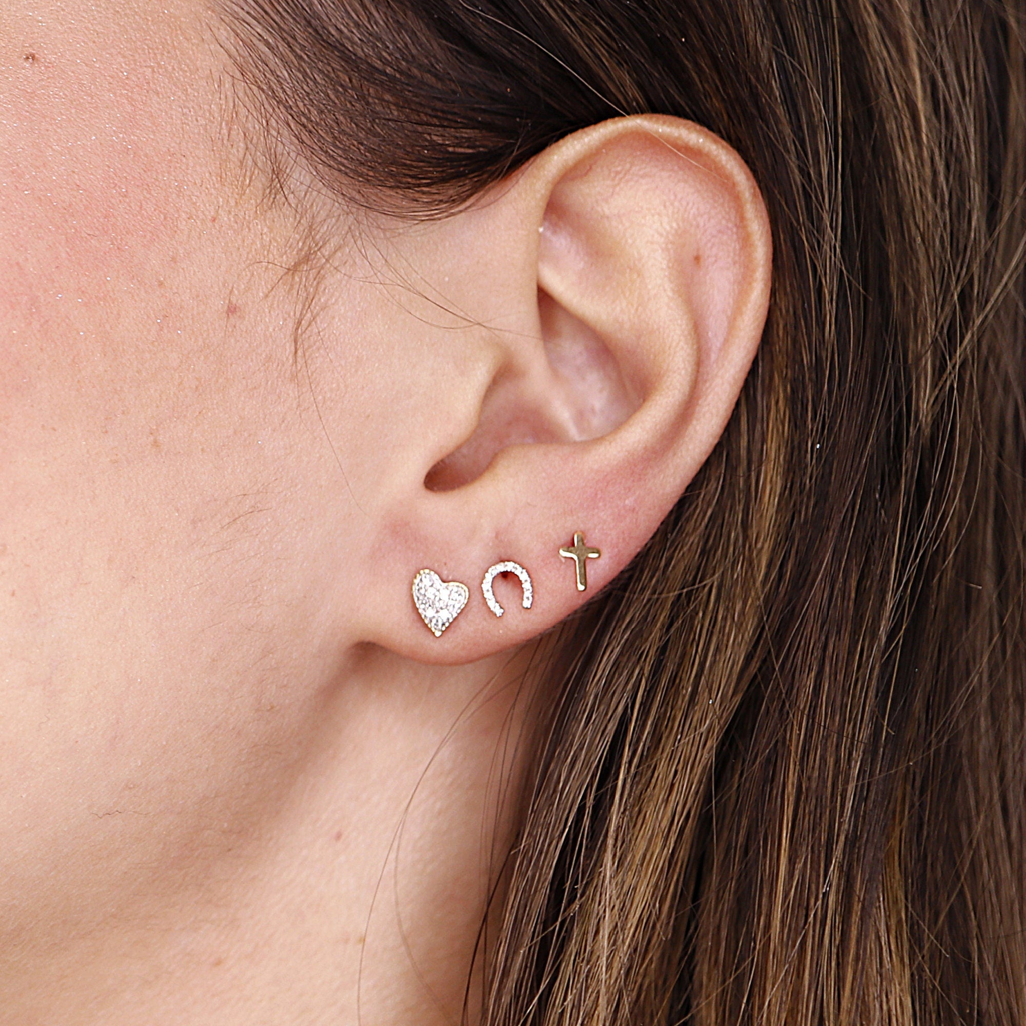 14k Solid Gold Cross Stud Earrings (SINGLE OR PAIR) - Melt'm Jewelry