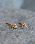 14k Rose Gold Triangle Geometric Stud Earrings