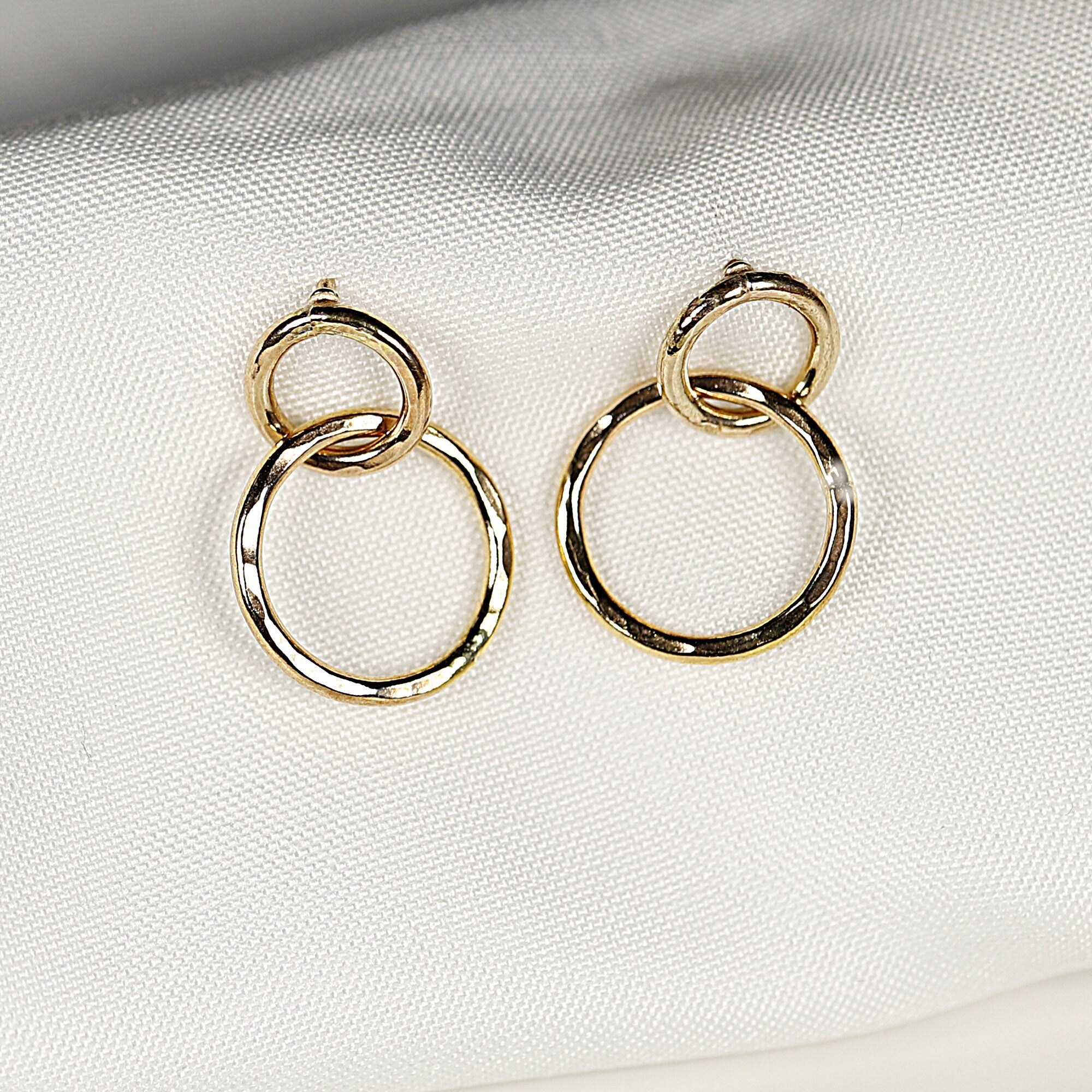 Small Gold Double Hoop Earrings, Gold Filled Hoop Earrings,