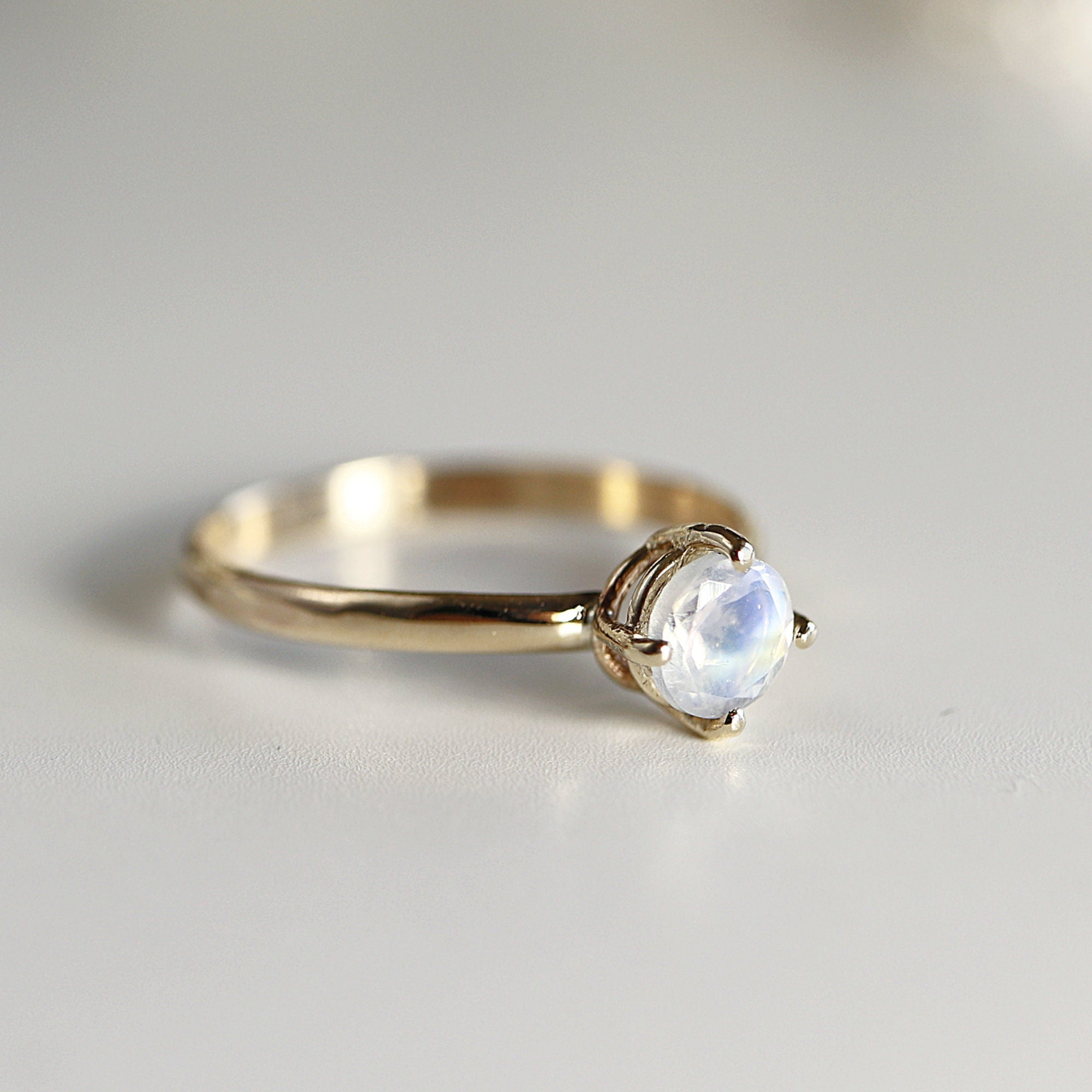 Rainbow Moonstone 14k Gold Ring