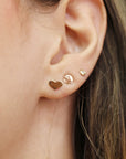 Tiny Heart Gold Stud Earrings