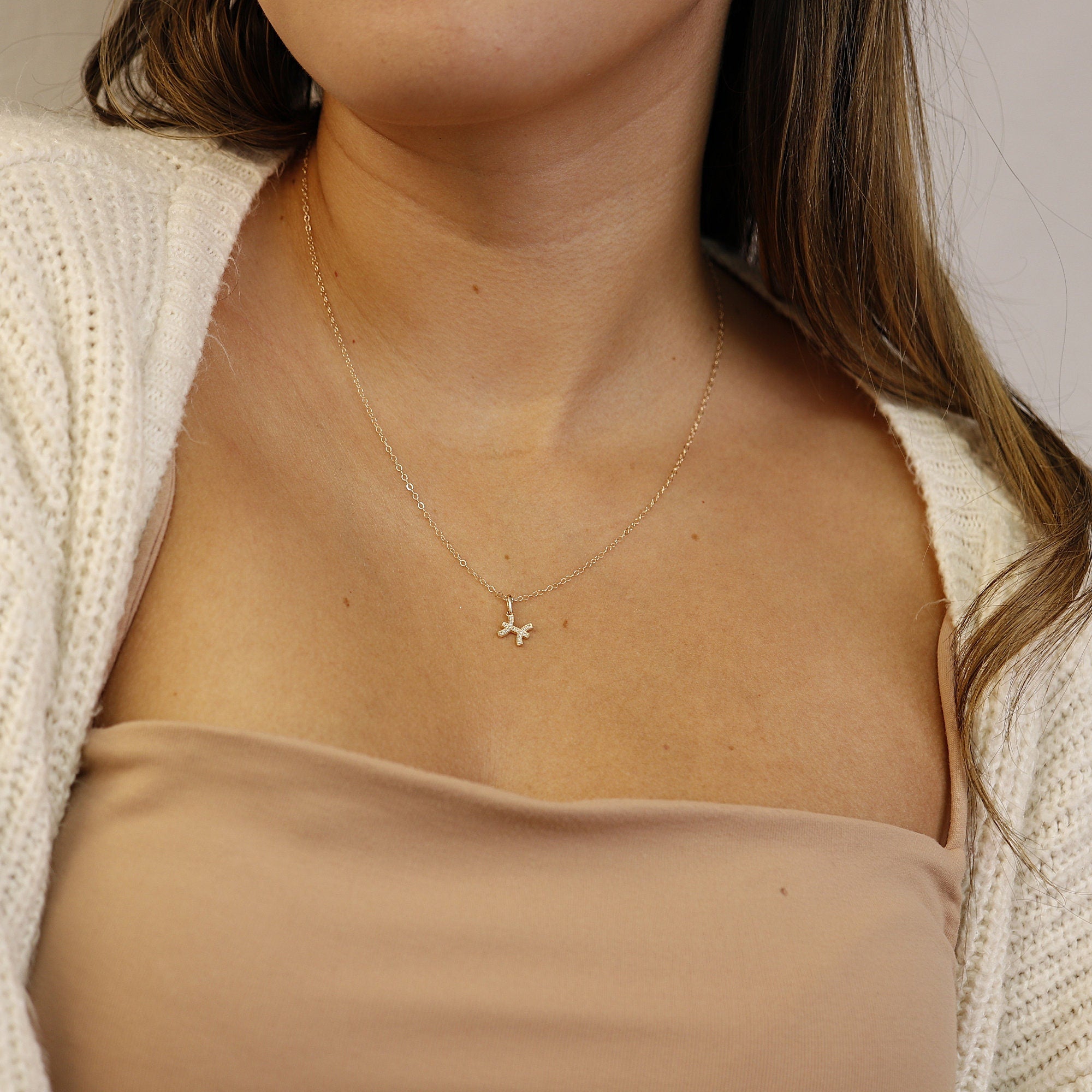 14k Solid Gold Zodiac Necklace, Custom Zodiac Necklace - Melt'm Jewelry