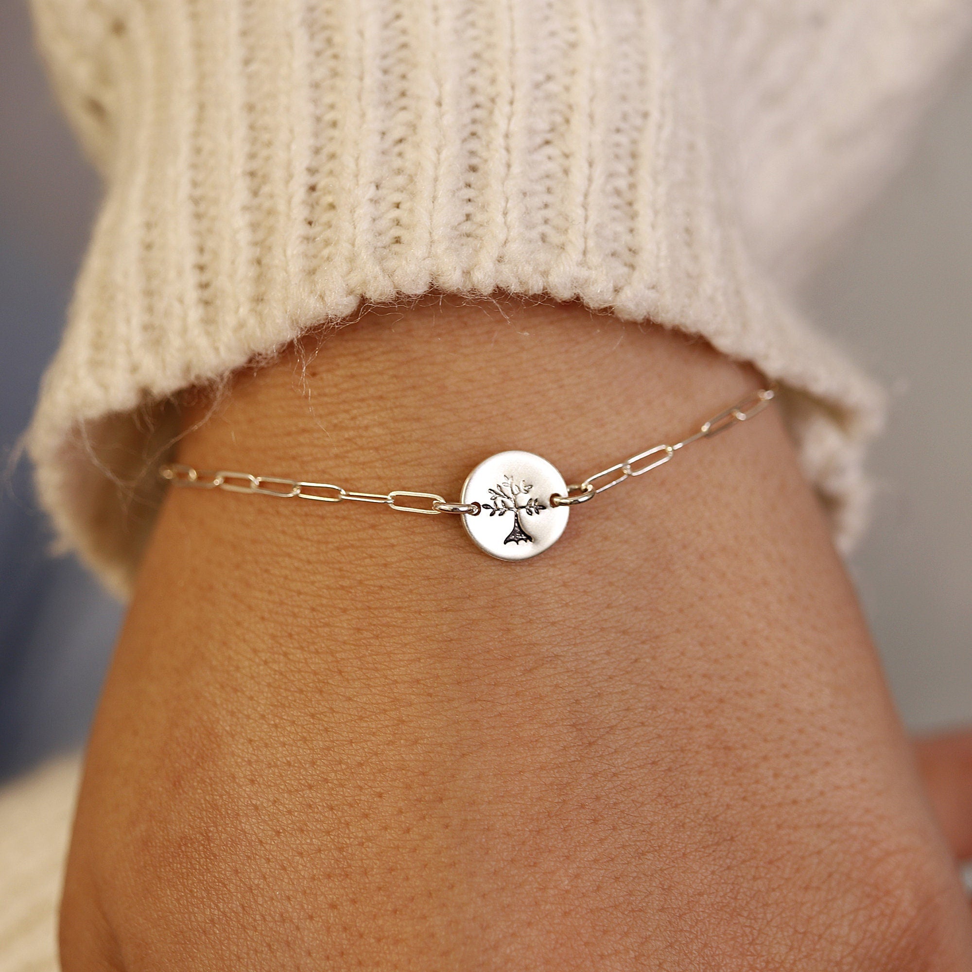 Hand Stamped Tree Of Life Charm Bracelet