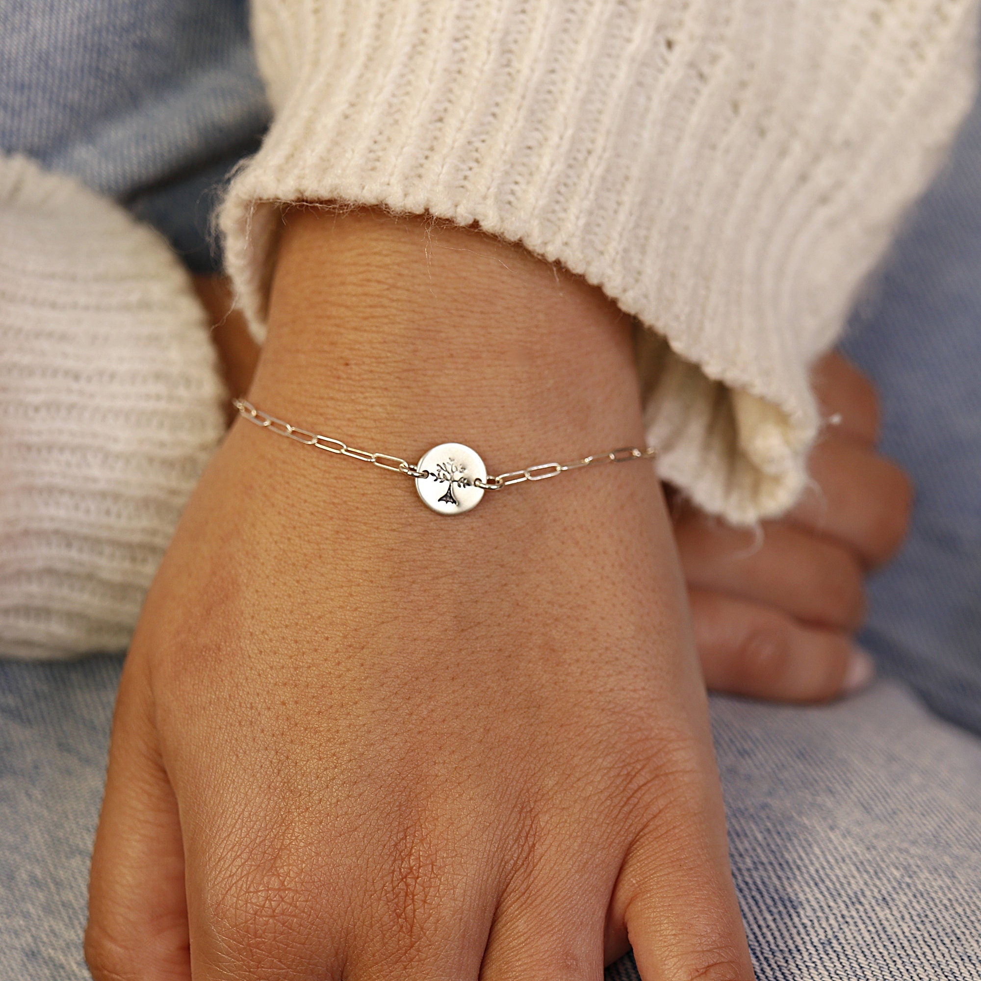 Hand Stamped Tree Of Life Charm Bracelet