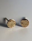 Tiny Gold Circle Earrings, Single or Pair Hammered Gold