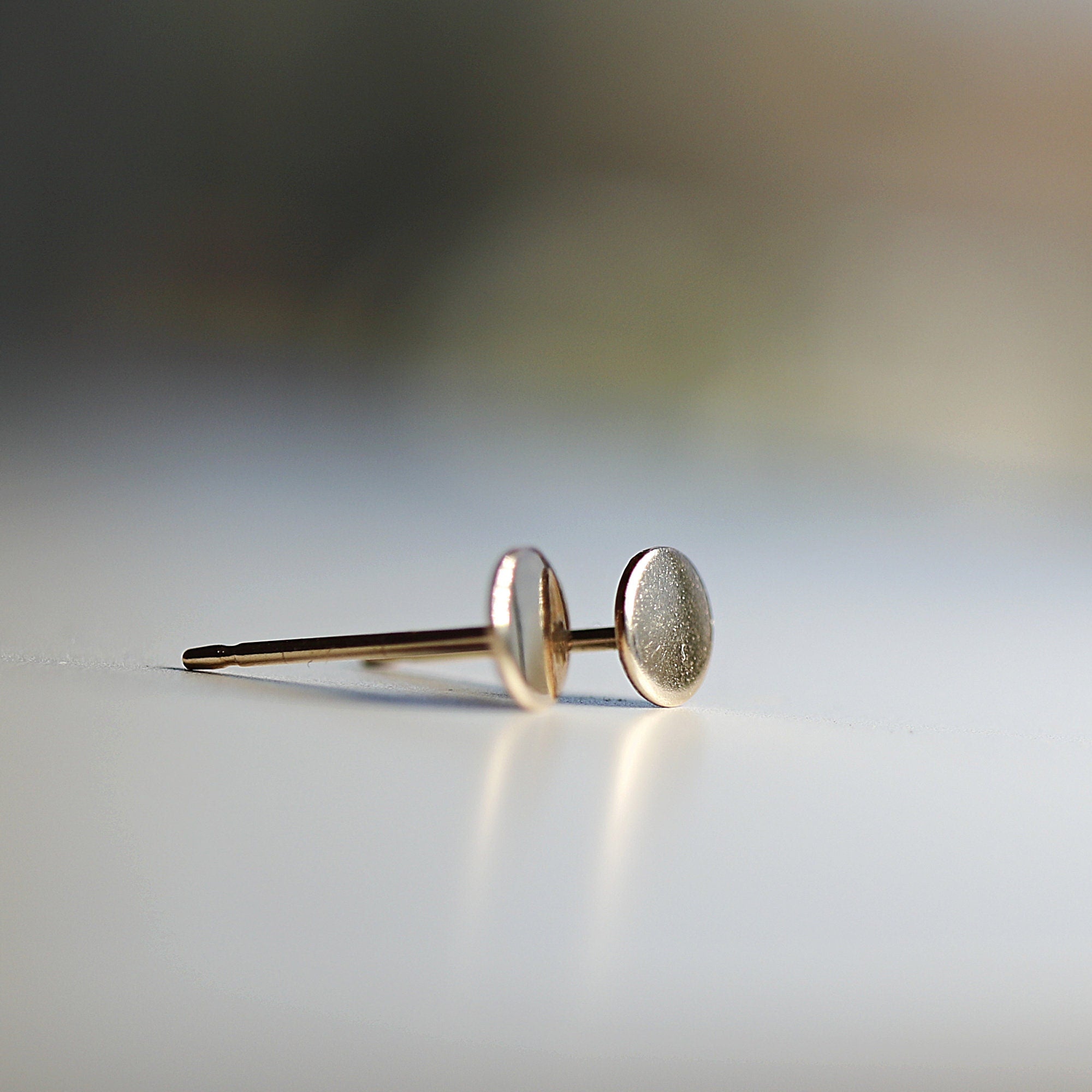Tiny Gold Circle Earrings, Single or Pair Hammered Gold - Melt'm Jewelry