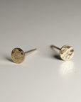 Tiny Gold Circle Earrings, Single or Pair Hammered Gold - Melt'm Jewelry