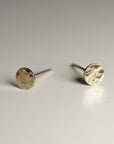 Tiny Gold Circle Earrings, Single or Pair Hammered Gold