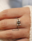 Oval Salt and Pepper Diamond Cluster Ring