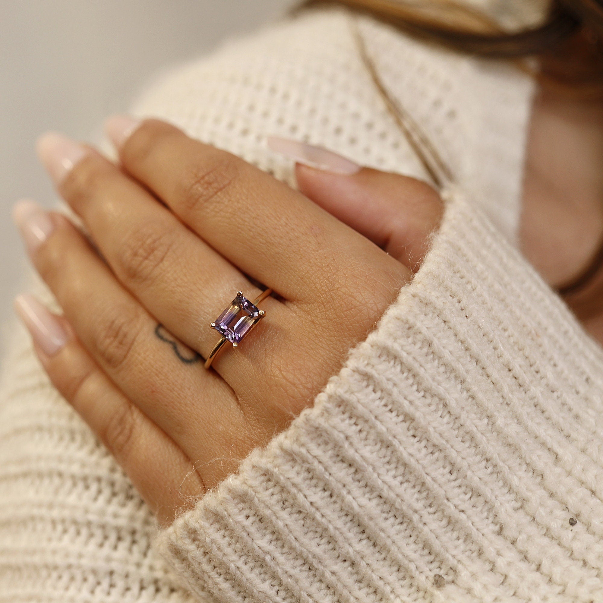 Emerald Cut Ametrine Ring - Melt'm Jewelry