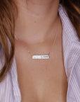 Personalized Gold or Sterling Silver Bar Necklace