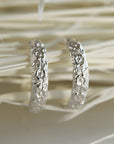 Round Open Hoop Earrings, Patterned Sterling Silver Earrings - Melt'm Jewelry