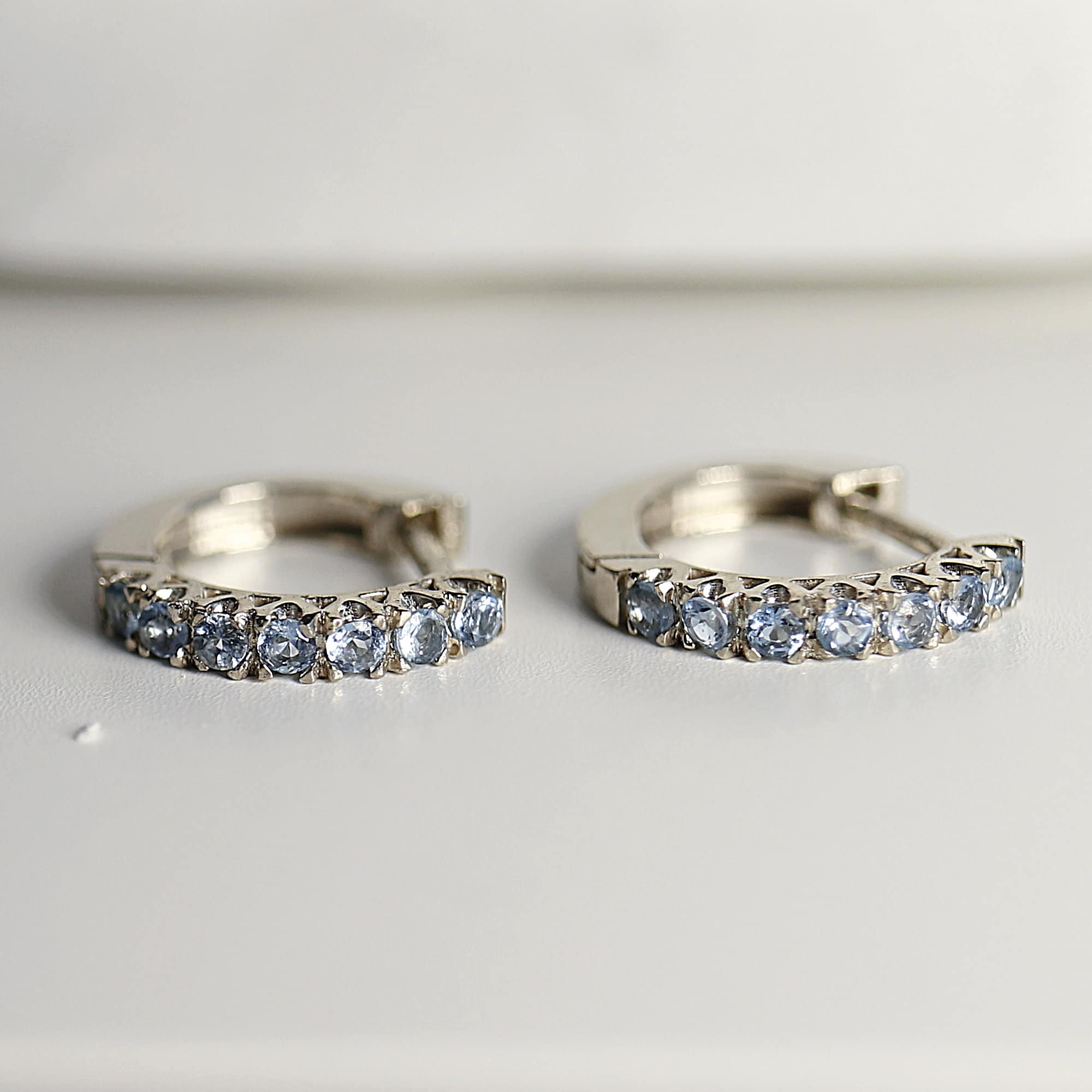 Aquamarine Huggie Hoop Earrings 14k Gold - Melt'm Jewelry