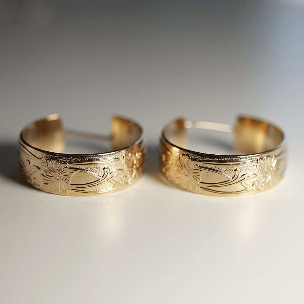 Flower Patterned Gold Filled Hoop Earrings - Melt'm Jewelry
